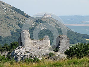 The Ruins of SirotÃÂÃÂ­ HrÃÂ¡dek Castle and DÃâºviÃÂky Castle, Palava region, South Moravia, Czech Republic, Europe. photo